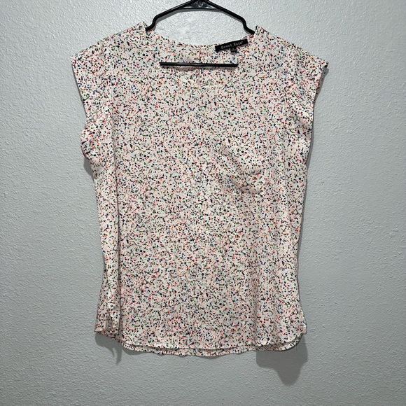 Women's Sweet Rain Blouse, Size L, Multicolor Paint Splatter short sleeve pocket - Picture 7 of 10